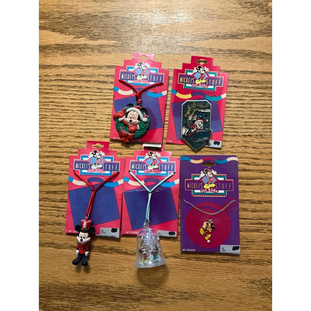 Vintage Disney Stuff for Kids Mickey Mouse Christmas Jewelry Lot Necklaces NIP